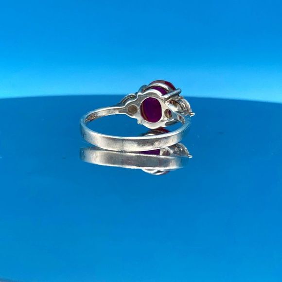 Lab Grown Ruby Sterling Silver Ring - Picture 8 of 15